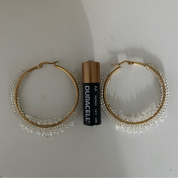 Hoop earrings Gold/Transparent colour - Picture 5 of 5